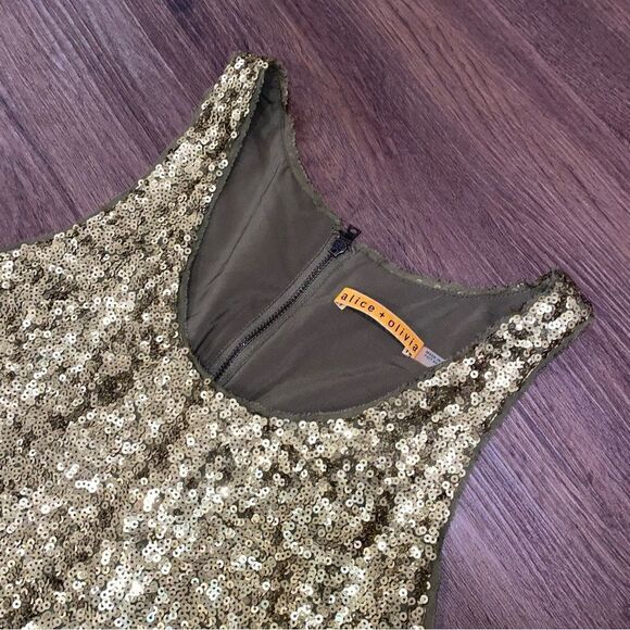 ALICE + OLIVIA Green Sequin Mini Dress - Picture 3 of 3